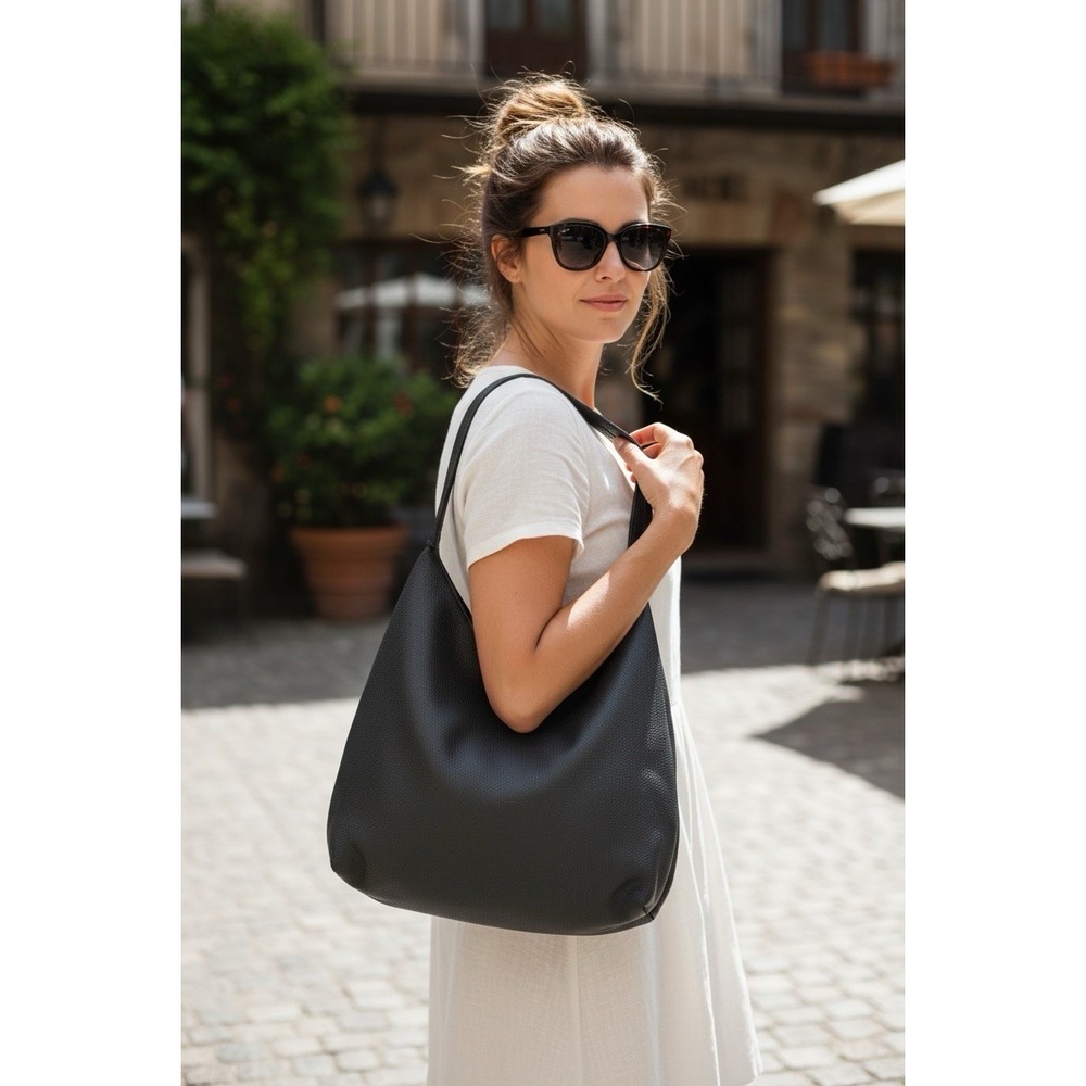 KENDALL + KYLIE women's Black pebbled slouchy tote, purse, bag,